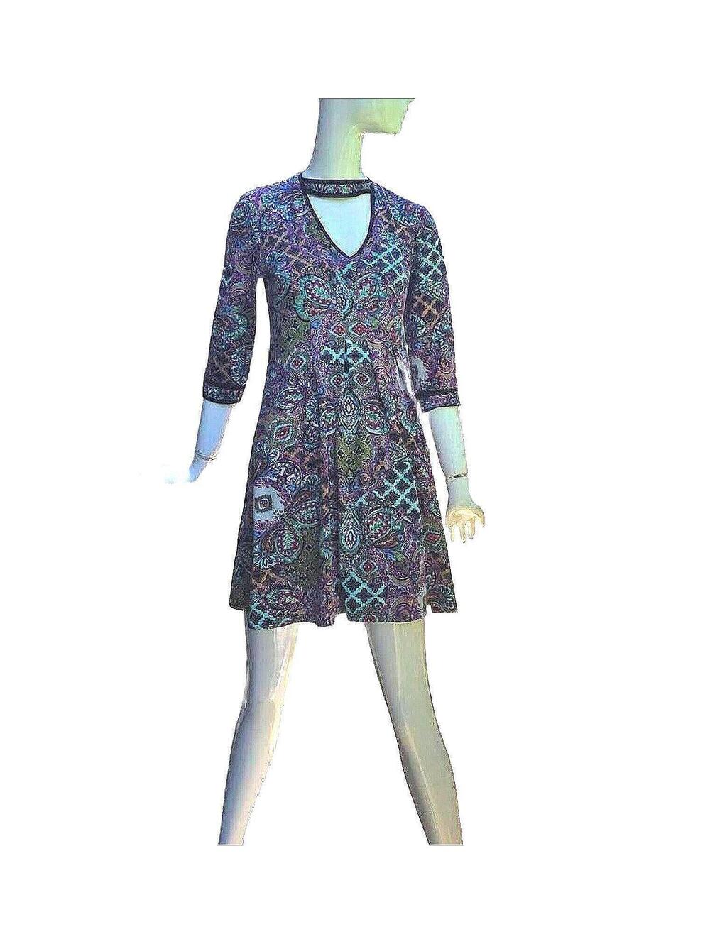 Shelley Klassen Bohemian Mosaic Knit Mini Dress Size  Small Vancouver Designer